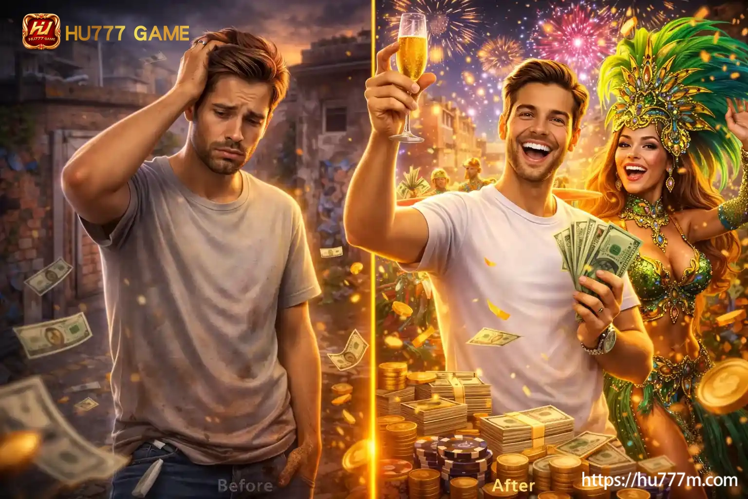 Before and after instant casino win