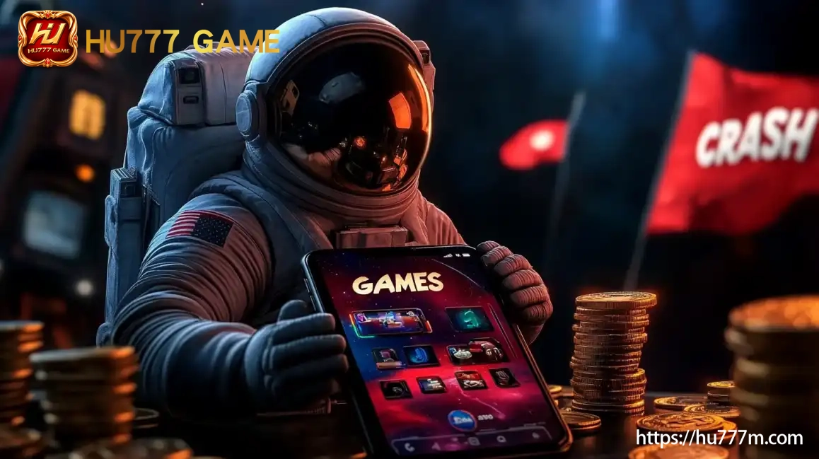 Astronaut-themed crash game on a phone